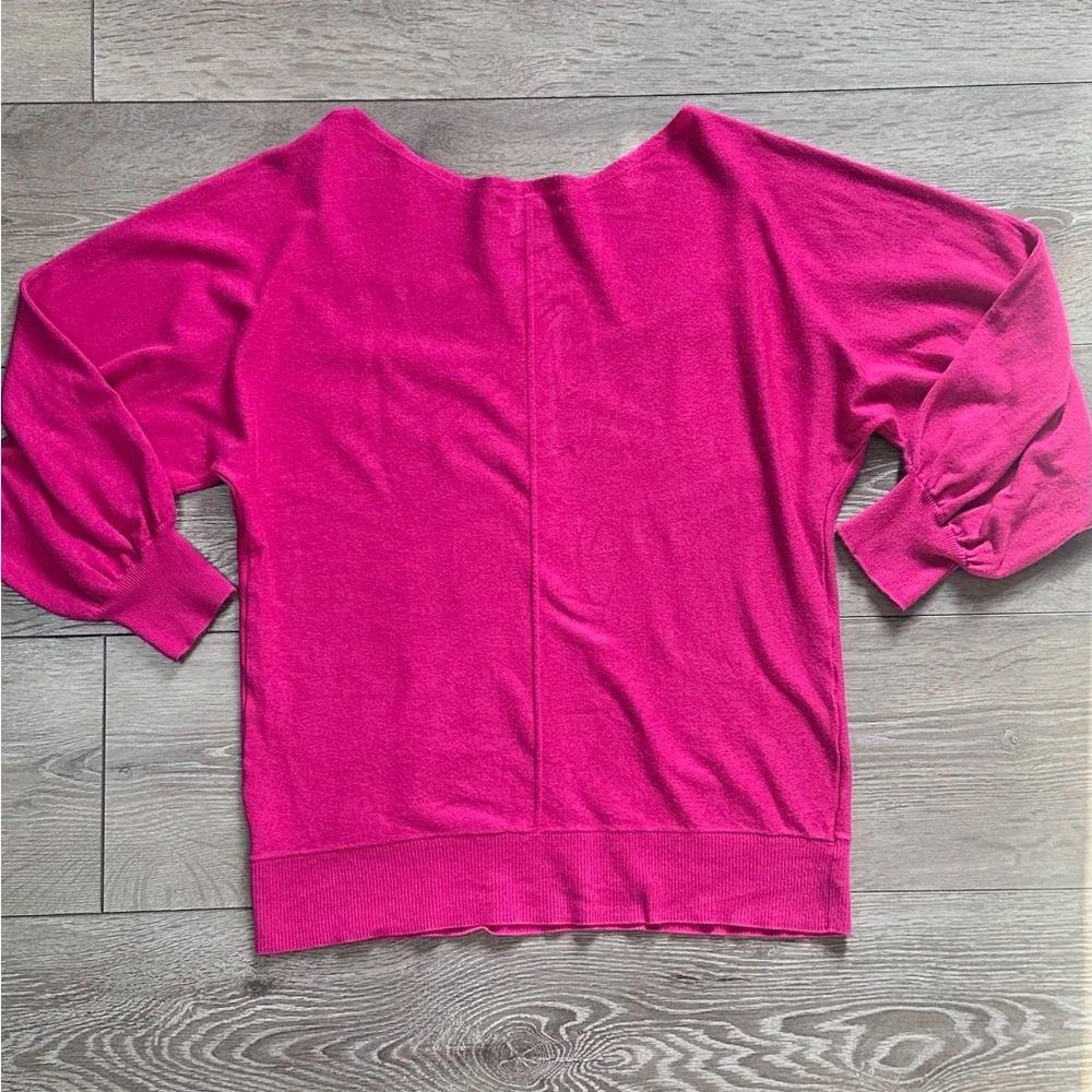 Max Studio Hot Pink Boatneck Dolman Sleeve Slouchy Sweater